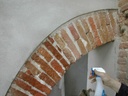 Spray application of Brickcover on a brick arch